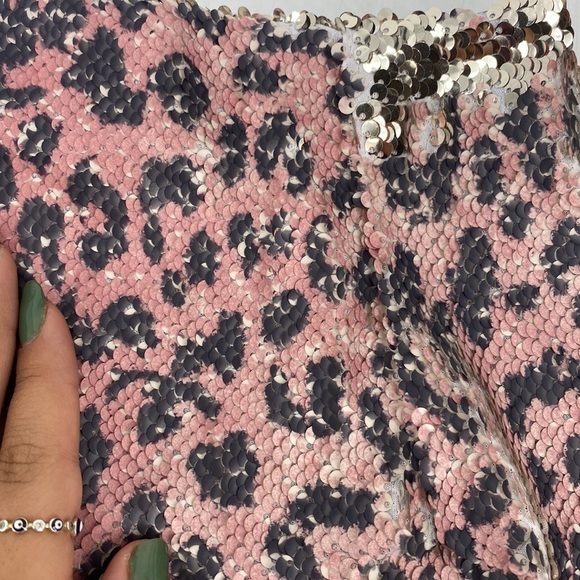 Free People Pink Cheetah Sequin Mini Skirt - Picture 6 of 9